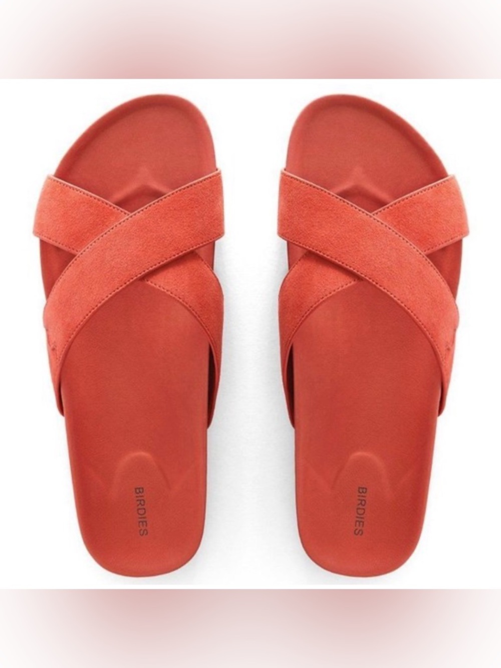 Birdies The Robin Sandals Persimmon Criss Cross Slides Suede Size 8.5